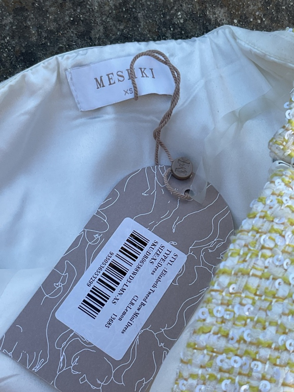 Meshki Strapless Bow-Front Mini Dress Soft Yellow tweed - Picture 7 of 9